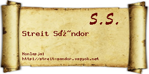 Streit Sándor névjegykártya
